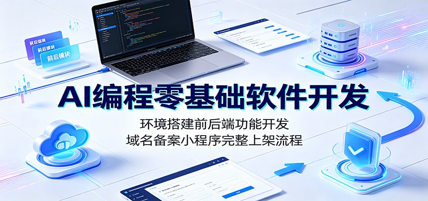 AI编程零基础软件开发：环境搭建前后端功能开发，域名备案小程序完整上架流程-资源社