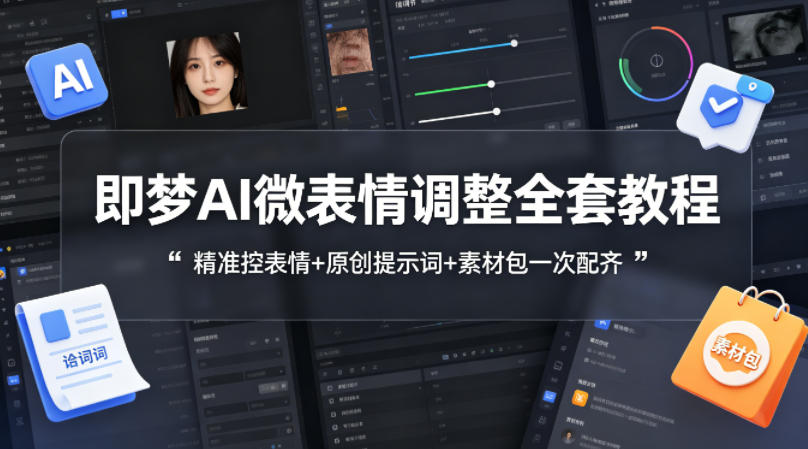 即梦AI微表情调整全套教程，精准控表情+原创提示词+素材包一次配齐-资源社