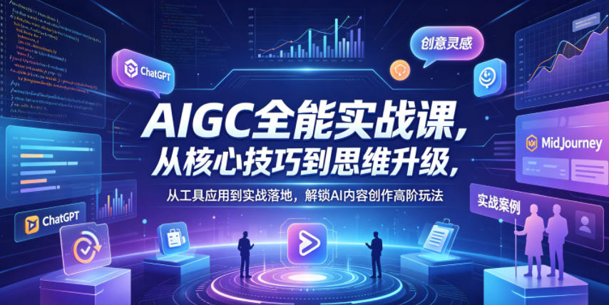 AIGC全能实战课，从核心技巧到思维升级，从工具应用到实战落地，解锁AI内容创作高阶玩法-资源社