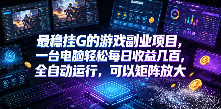 最稳挂G的游戏副业项目，一台电脑轻松每日收益几百，全自动运行，可以矩阵放大【揭秘】-资源社