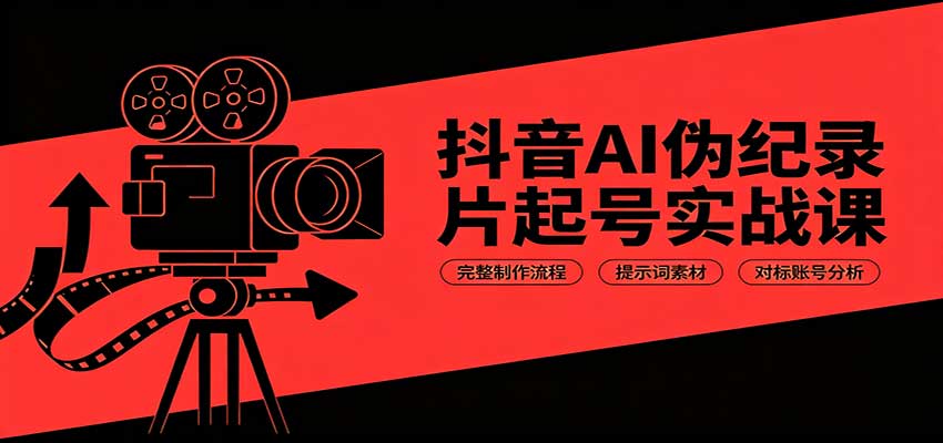 抖音AI伪纪录片起号实战课：完整制作流程，提示词素材，对标账号分析-资源社