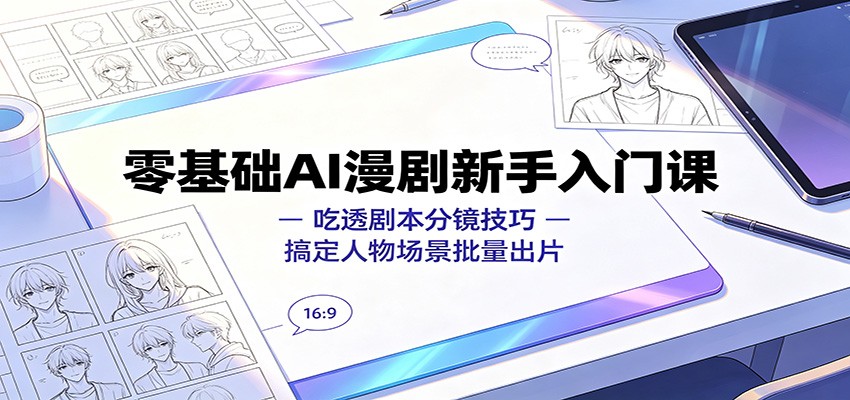 零基础AI漫剧新手入门课:吃透剧本分镜技巧,搞定人物场景批量出片-资源社