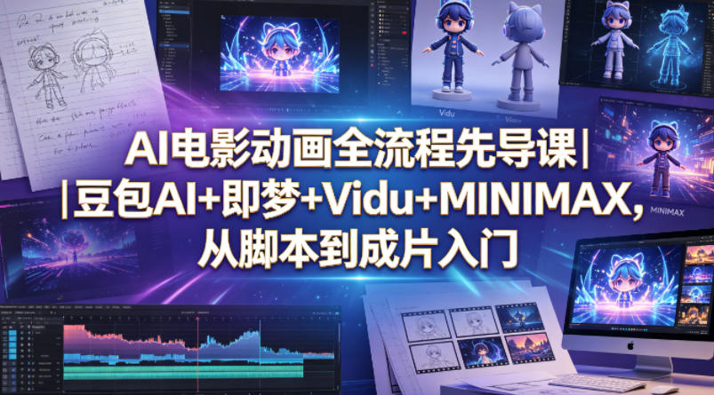 AI电影动画全流程先导课｜豆包AI+即梦+Vidu+MINIMAX，从脚本到成片入门-资源社