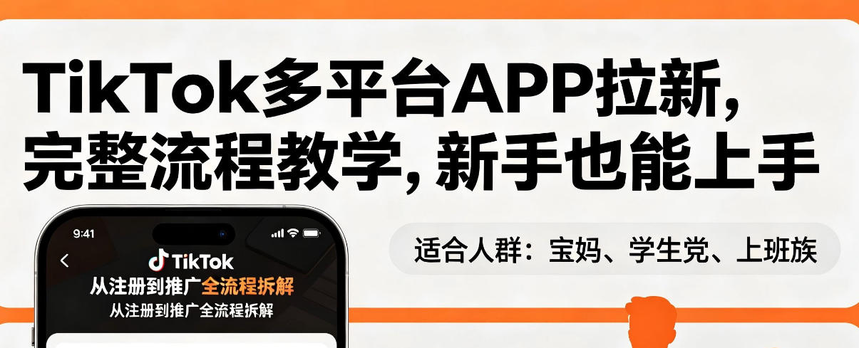 TikTok多平台APP拉新,完整流程教学,新手也能上手,轻松出海搞美金-资源社