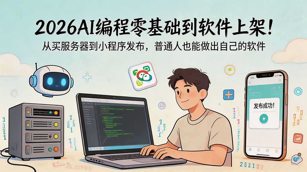 2026AI编程零基础到软件上架!从买服务器到小程序发布,普通人也能做出自己的软件-资源社