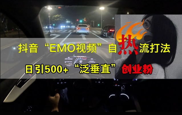 抖音EMO视频自热打法，日引500+“泛垂直”创业粉-资源社