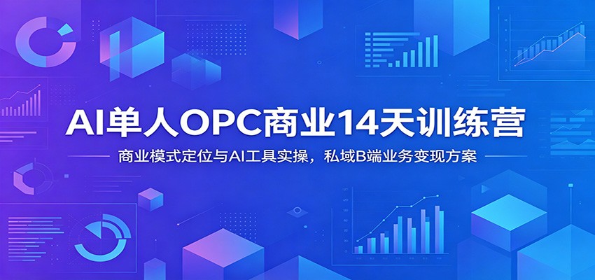 AI单人OPC商业14天训练营：商业模式定位与AI工具实操，私域B端业务变现方案-资源社