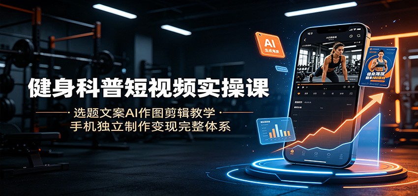 健身科普短视频实操课:选题文案AI作图剪辑教学,手机独立制作变现完整体系-资源社