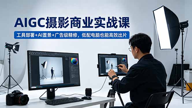 AIGC 摄影商业实战课，工具部署+AI置景+广告级精修，低配电脑也能高效出片-资源社