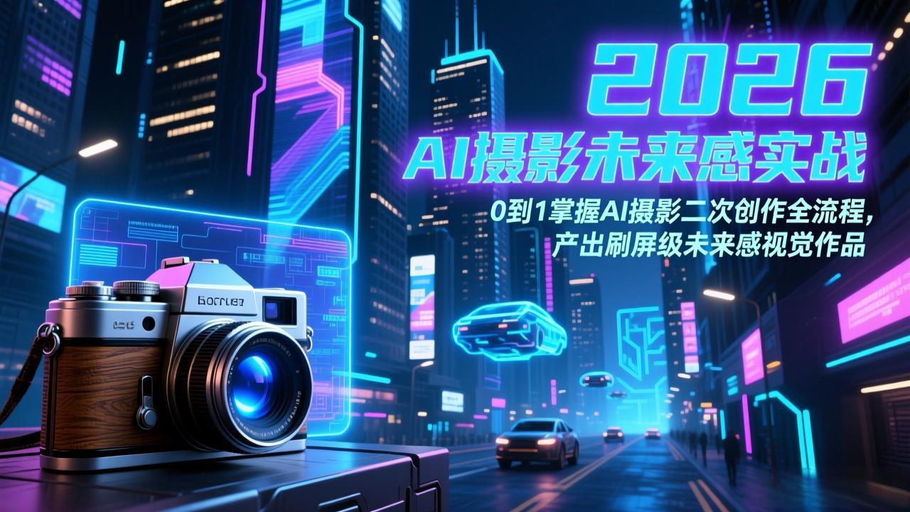 2026 AI摄影未来感实战：0到1掌握AI摄影二次创作全流程，产出刷屏级未来感视觉作品-资源社