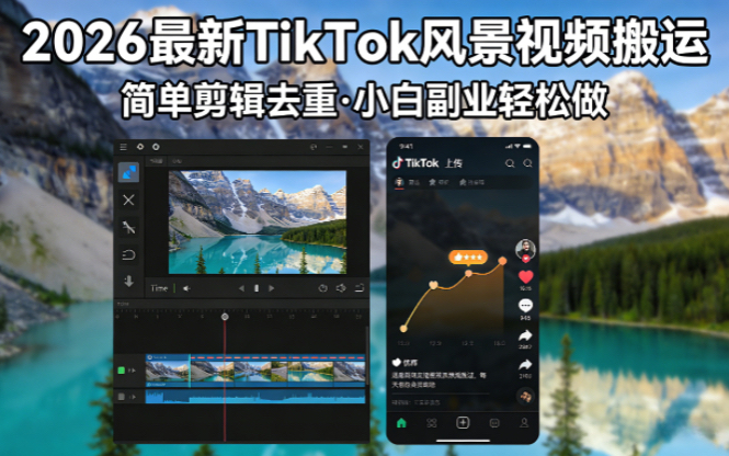 2026最新TikTok风景视频搬运简单剪辑去重小白副业月入 8000-资源社