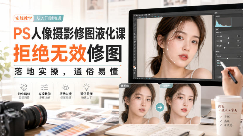 PS人像摄影修图液化课，拒绝无效修图，落地实操，通俗易懂-资源社