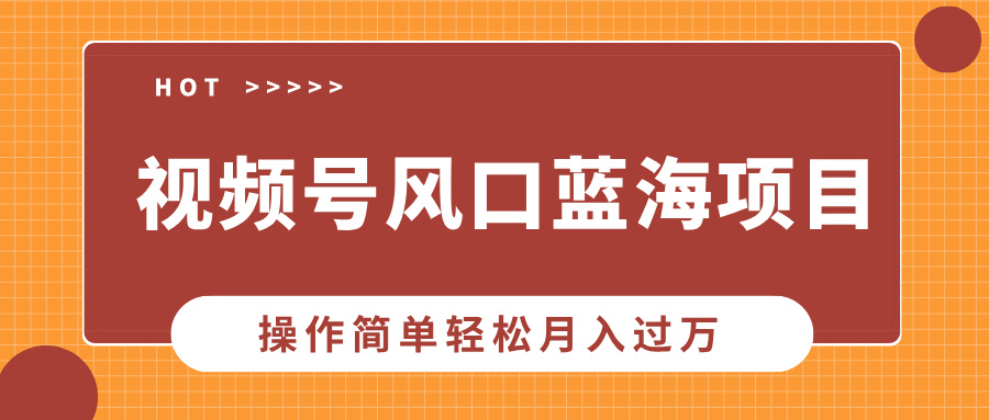 视频号风口蓝海项目，中老年人的流量密码，操作简单轻松月入过万-资源社