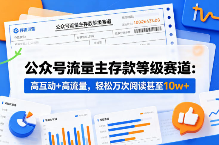 公众号流量主之存款等级赛道，高互动+高流量，轻松达到万次阅读，甚至10w+-资源社