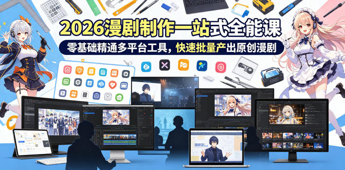 2026 AI漫剧制作一站式全能课，零基础精通多平台工具，快速批量产出原创漫剧-资源社