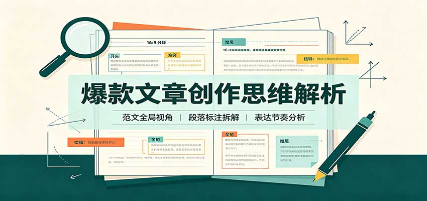 爆款文章创作思维解析：全局视角拆解范文，梳理行文逻辑，搭配真实拆文实操案例-资源社