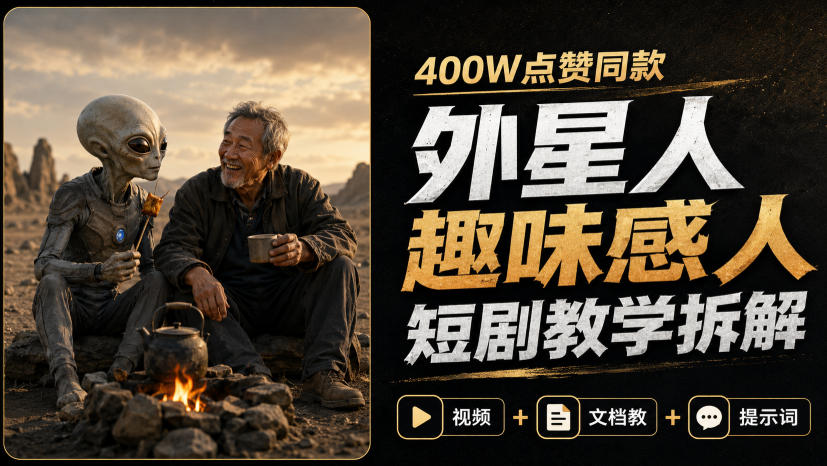 400W点赞同款外星人趣味感人短剧教学拆解,视频+文档教+提示词-资源社