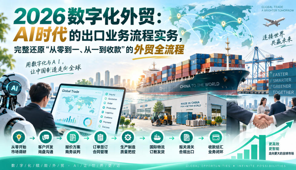 2026数字化外贸:AI时代的出口业务流程实务,完整还原”从零到一、从一到收款”的外贸全流程-资源社