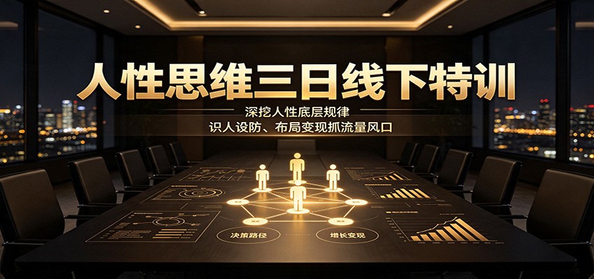 人性思维三日线下特训：深挖人性底层规律，识人设防、布局变现抓流量风口-资源社