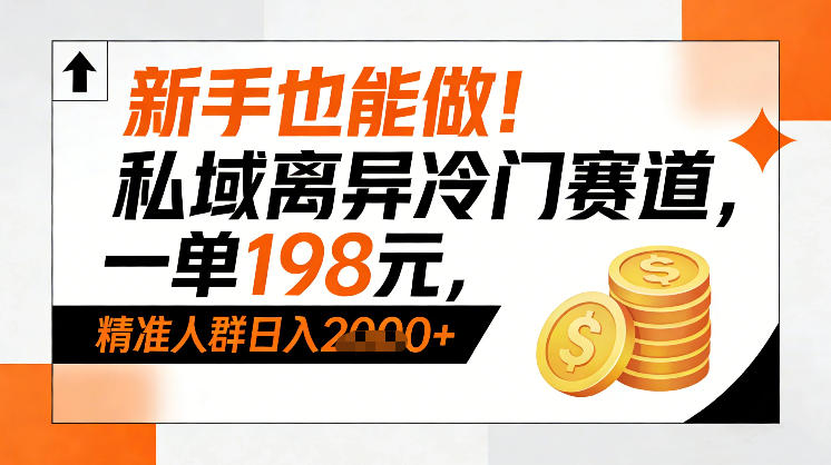 新手也能做!私域离异冷门赛道,一单198,精准人群日入1k+-资源社