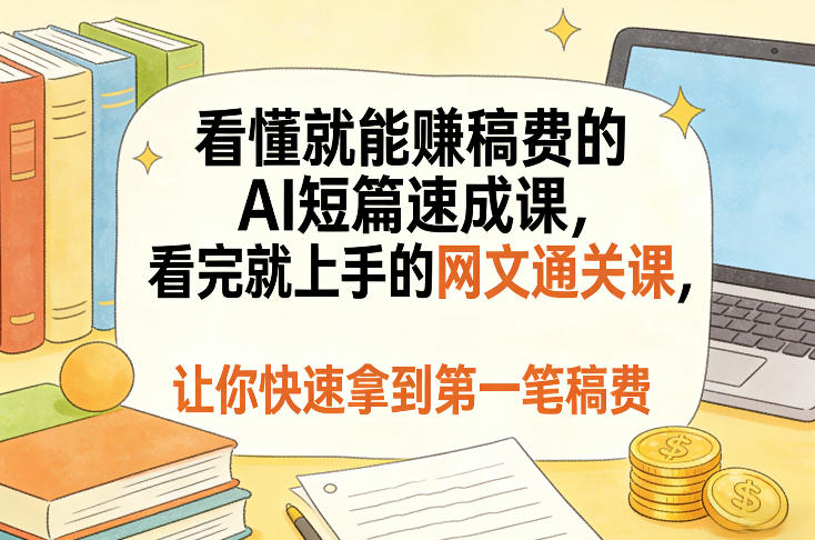 看懂就能賺稿费的AI短篇速成课，看完就上手的网文通关课，让你快速拿到第一笔稿费(更新5月)-资源社