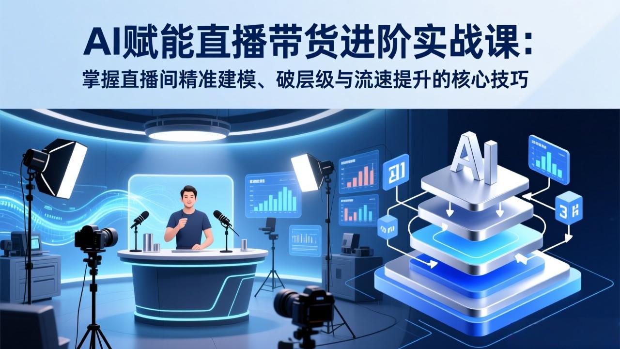 AI赋能直播带货进阶实战课:掌握直播间精准建模、破层级与流速提升的核心技巧-资源社
