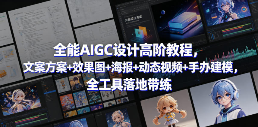 全能AIGC设计高阶教程，文案方案+效果图+海报+动态视频+手办建模，全工具落地带练-资源社