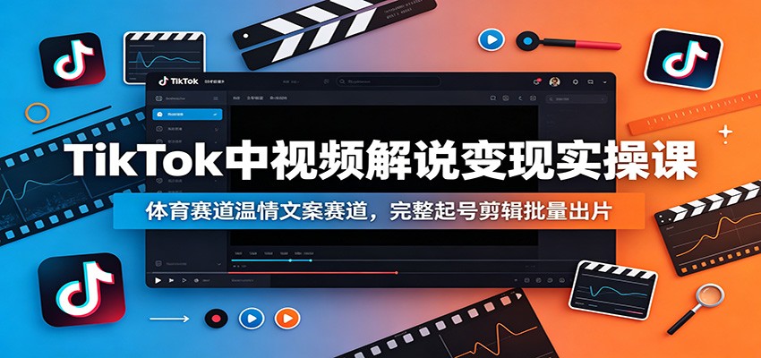 TikTok中视频解说变现实操课：体育赛道温情文案赛道，完整起号剪辑批量出片-资源社