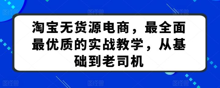 淘宝无货源电商，最全面最优质的实战教学，从基础到老司机-资源社