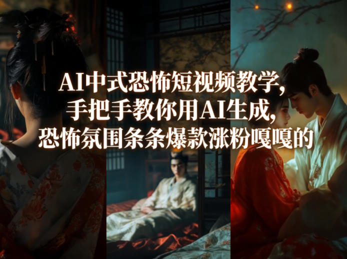AI中式恐怖短视频教学，手把手教你用AI生成，恐怖氛围条条爆款涨粉嘎嘎的-资源社