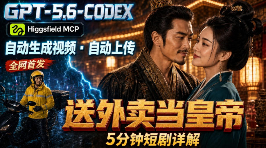 GPT-5.6 Codex+Higgsfield MCP:一条指令生成5分钟短剧并自动上传YouTube(油管)-资源社