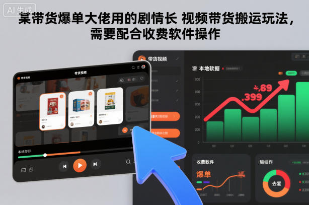 某带货爆单大佬用的剧情长视频带货搬运玩法,需要配合收费软件操作-资源社