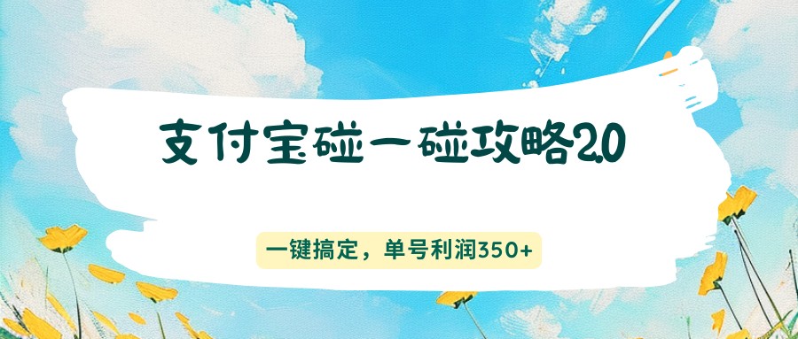 支付宝碰一碰攻略2.0，一键搞定，单号利润350+-资源社
