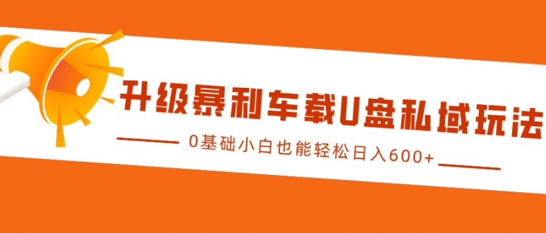 升级暴利车载U盘私域玩法，0基础小白也能轻松日入多张【揭秘】-资源社