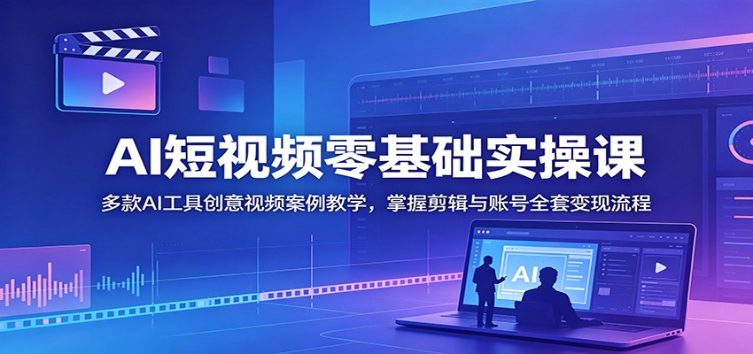 AI短视频零基础实操课:多款AI工具创意视频案例教学,掌握剪辑与账号全套变现流程-资源社