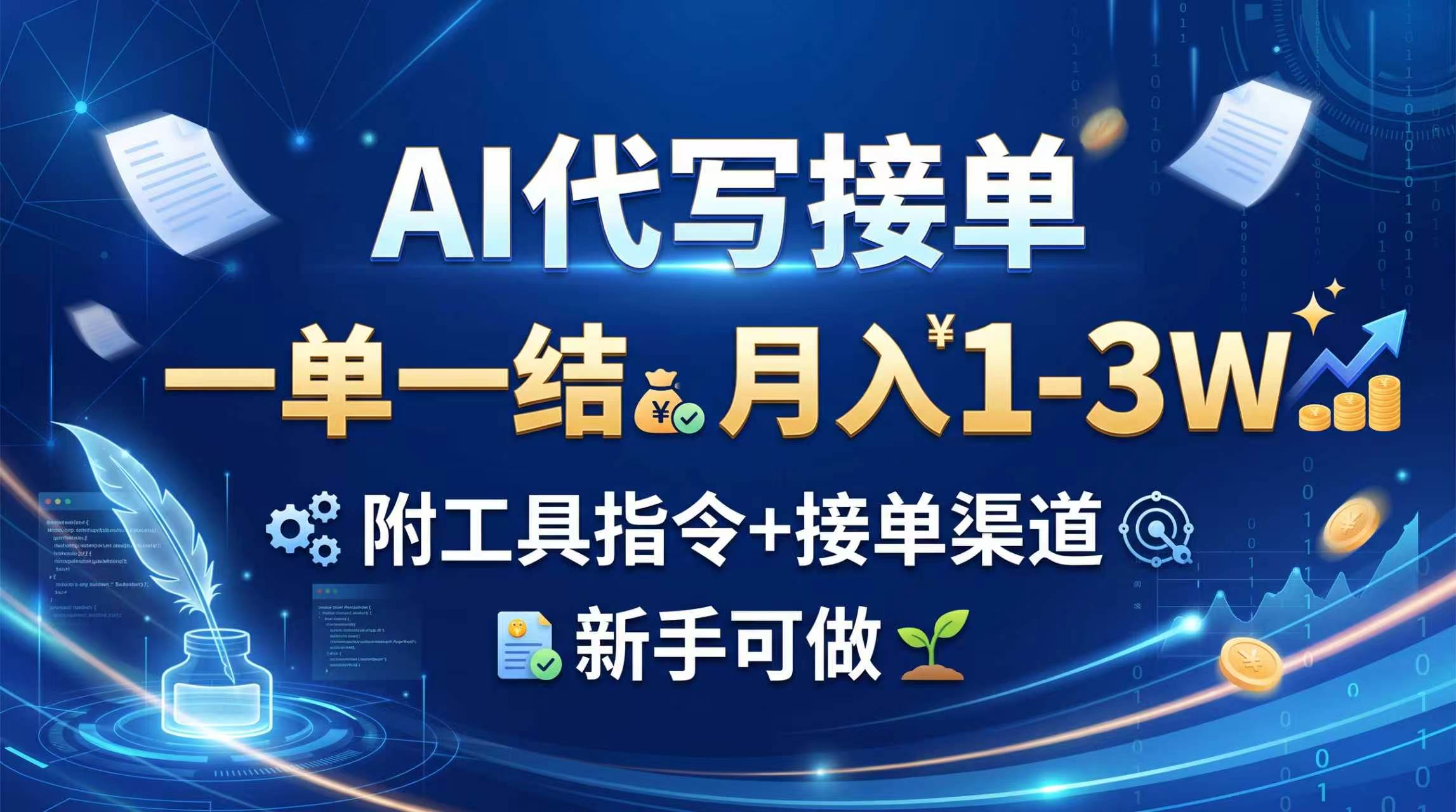 AI代写接单,一单一结,月入1-3W,附工具指令+接单渠道,新手可做-资源社