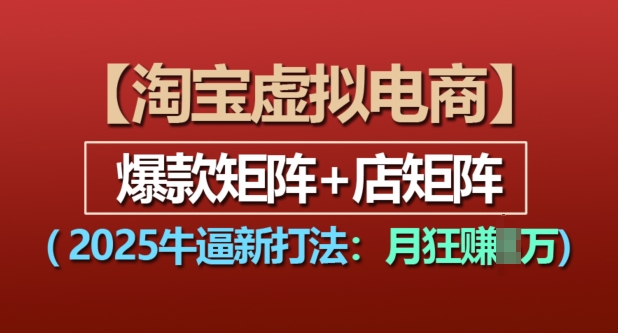 淘宝虚拟电商，2025牛逼新打法：爆款矩阵+店矩阵，月入过万-资源社