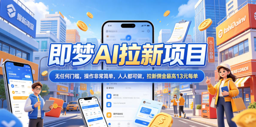 2026年即梦AI拉新项目最新玩法,无任何门槛,操作非常简单,人人都可做,拉新佣金最高13元每单-资源社