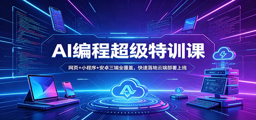 AI编程超级特训课：网页+小程序+安卓三端全覆盖，快速落地云端部署上线-资源社