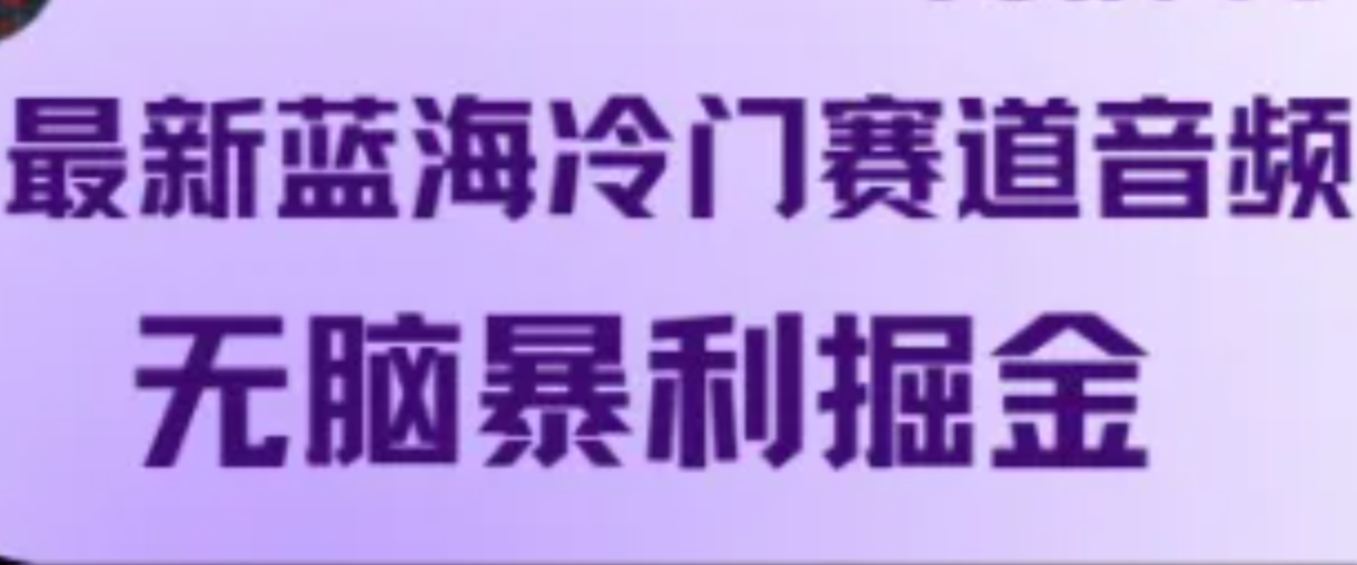 最新蓝海冷门赛道音频，无脑暴利掘金-资源社