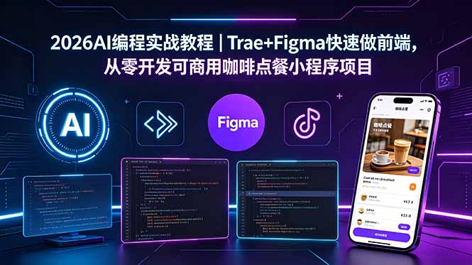 2026AI编程实战教程|Trae+Figma快速做前端,从零开发可商用咖啡点餐小程序项目-资源社