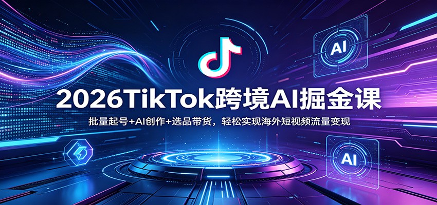2026TikTok跨境AI掘金课：批量起号+AI创作+选品带货，轻松实现海外短视频流量变现-资源社