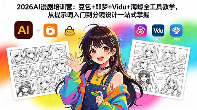 2026AI漫剧培训营:豆包+即梦+Vidu+海螺全工具教学,从提示词入门到分镜设计一站式掌握-资源社