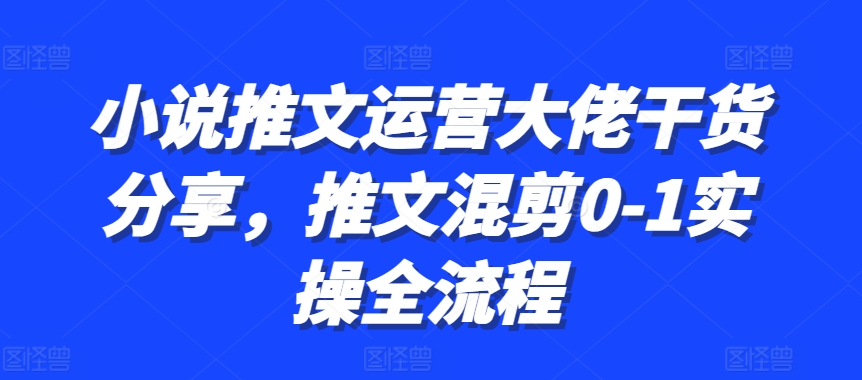 小说推文运营大佬干货分享，推文混剪0-1实操全流程-资源社