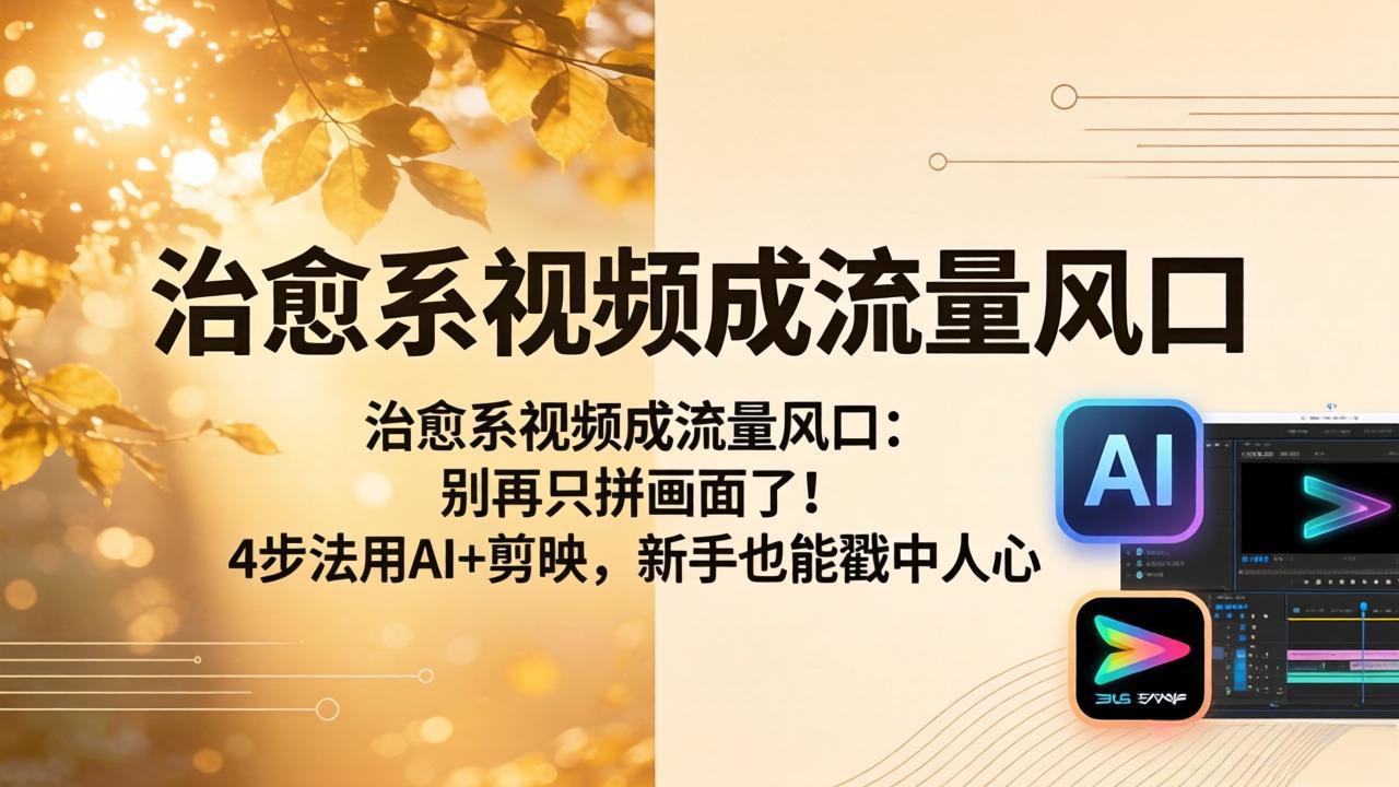 治愈系视频成流量风口：别再只拼画面了！4步法用AI+剪映，新手也能戳中人心-资源社