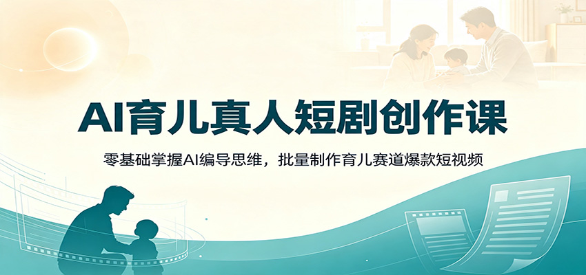 AI育儿真人短剧创作课:零基础掌握AI编导思维,批量制作育儿赛道爆款短视频-资源社