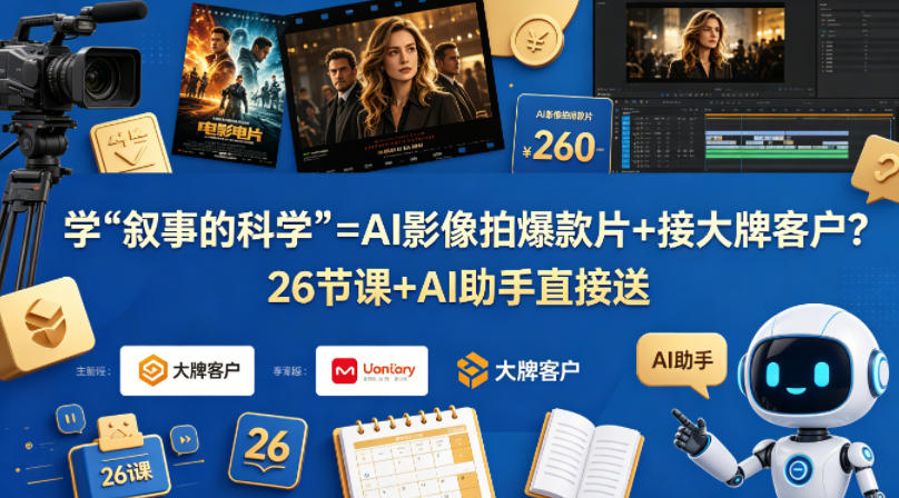 学《叙事的科学》=AI影像拍爆款片+接大牌客户？26节课+AI助手直接送【原创双语字幕】-资源社
