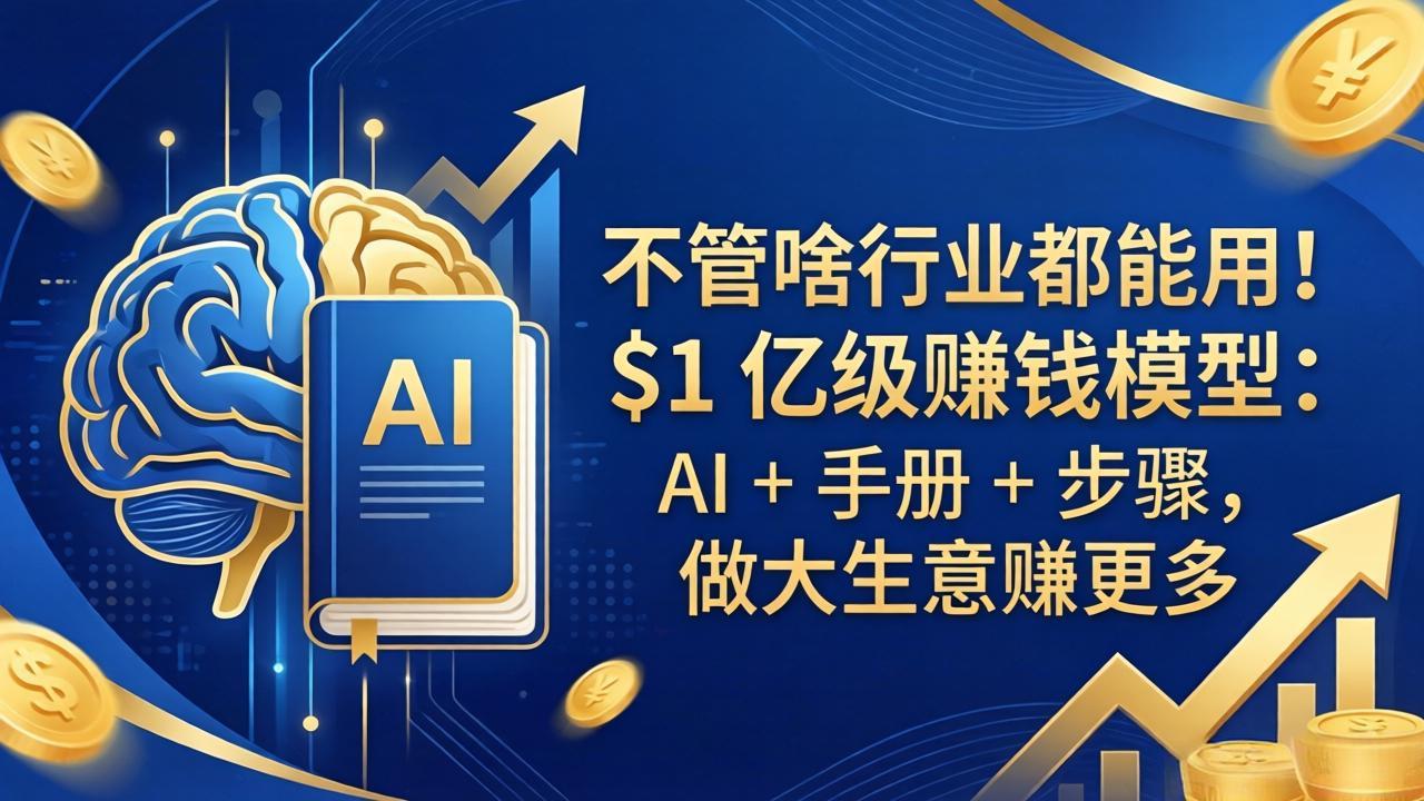 不管啥行业都能用！$1 亿级赚钱模型：AI + 手册 + 步骤，做大生意赚更多-资源社
