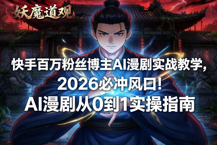 快手百万粉丝博主AI漫剧实战教学，2026必冲风口！AI漫剧从0到1实操指南-资源社