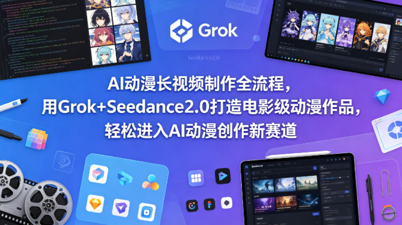AI动漫长视频制作全流程，用Grok+Seedance2.0打造电影级动漫作品，轻松进入AI动漫创作新赛道-资源社